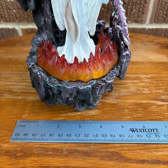 White Angel and Dragon with LED Light (not working) Resin Figurine 10 In - Picture 9 of 9